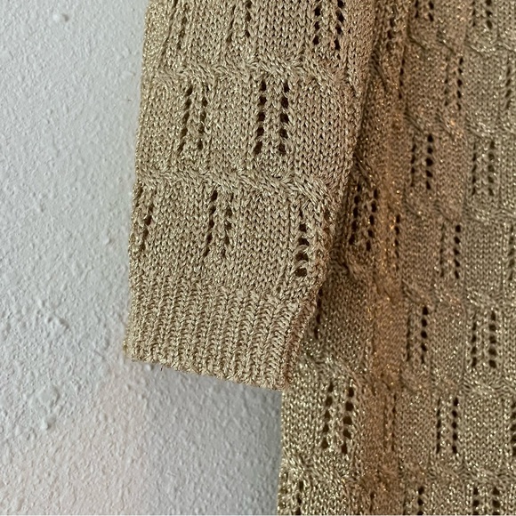 MARISA CHRISTINA Vintage Long Sleeve sweater metallic gold shimmer, Size: M / L - Picture 6 of 12